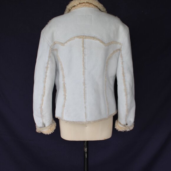 DIESEL Leather shearling lamb fur moto Marlboro Penny Lane Hippie ranch jacket - Picture 8 of 9